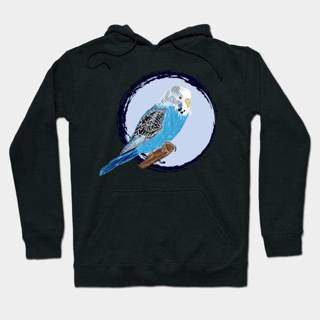 Nice Artwork showing a Blue Budgie II Hoodie by JDHegemann